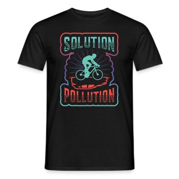 Polution Solution Environmental Protection Cycling. - Men's T-Shirt - black - Front - AI Model Male 178 light (178cm)