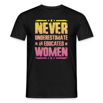 Unterschätzen Sie niemals, eine gebildete Frau. - Männer T-Shirt - Schwarz - Vorne - AI Model Male 178 light (178cm)