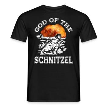 God of the Schnitzel - funny schnitzel - Men's T-Shirt - black - Front - AI Model Male 178 light (178cm)