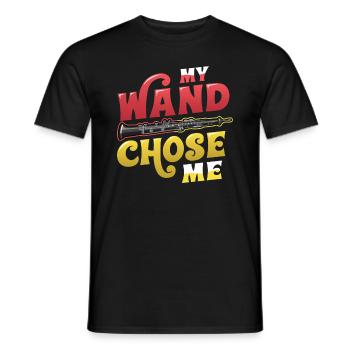 My Wand Chose, Me Flutist Marching Band, Flute. - Men's T-Shirt - black - Front - AI Model Male 178 light (178cm)