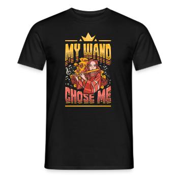 My Wand Chose, Me Flutist Marching Band, Flute. - Men's T-Shirt - black - Front - AI Model Male 178 light (178cm)