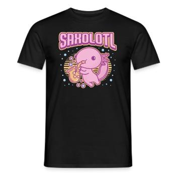 Saxolotl, Axolotl Spielt Saxophon. - Männer T-Shirt - Schwarz - Vorne - AI Model Male 178 light (178cm)