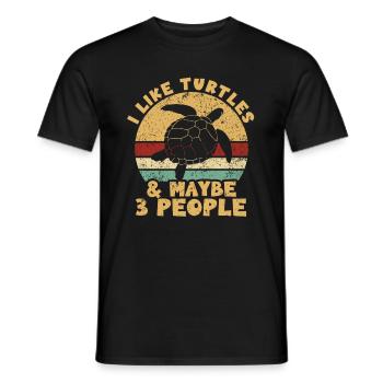 I like turtles and maybe 3 people water turtle - Men's T-Shirt - black - Front - AI Model Male 178 light (178cm)