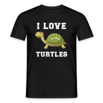 I love turtles water turtle - Men's T-Shirt - black - Front - AI Model Male 178 light (178cm)