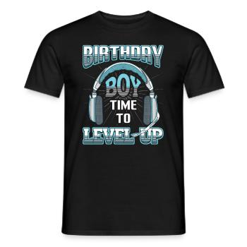 Geburtstagskind, Zeit Zum Aufleveln, Gamer. - Männer T-Shirt - Schwarz - Vorne - AI Model Male 178 light (178cm)