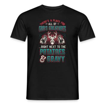 Kreaturen Neben Kartoffeln Und Bratensoße. - Männer T-Shirt - Schwarz - Vorne - AI Model Male 178 light (178cm)