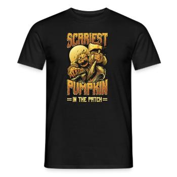 Creepiest pumpkin in the patch pumpkin Halloween. - Men's T-Shirt - black - Front - AI Model Male 178 light (178cm)