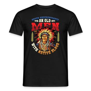 Des vieillards avec du sang indigène, des Indiens. - T-shirt homme - noir - Devant - AI Model Male 178 light (178cm)