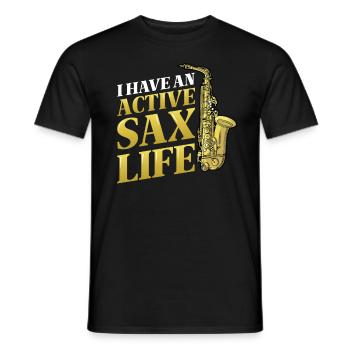 J’ai une vie active de saxophone, le saxophone jazz. - T-shirt homme - noir - Devant - AI Model Male 178 light (178cm)