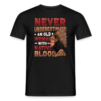 Old Women with Native Blood Indian Native - Men's T-Shirt - black - Front - AI Model Male 178 light (178cm)