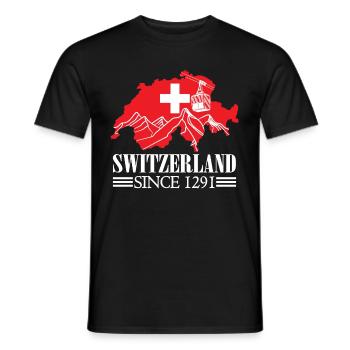 Schweiz Karte seit 1291 Schweizer Flagge - Schweizer Fans - Männer T-Shirt - Schwarz - Vorne - AI Model Male 178 light (178cm)