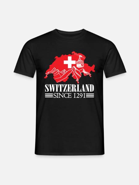 Schweiz Karte seit 1291 Schweizer Flagge - Schweizer Fans - Männer T-Shirt - Schwarz