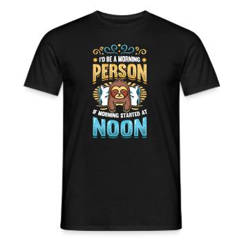Lève-tard, grincheux du matin, hiboux, lève-tard. - T-shirt homme - noir - Devant - AI Model Male 178 light (178cm)