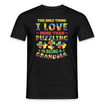 Puzzle lover grandma, puzzles. - Men's T-Shirt - black - Front - AI Model Male 178 light (178cm)