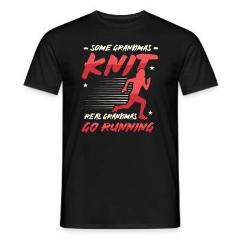 Real grandmas go running. - Men's T-Shirt - black - Front - AI Model Male 178 light (178cm)