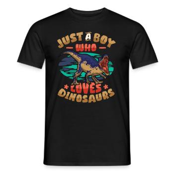 Just A Boy Who Loves Dinosaurs. Young Dinosaur - Men's T-Shirt - black - Front - AI Model Male 178 light (178cm)