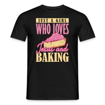 Just a Girl who Loves Jesus and Baking Backen - Men's T-Shirt - black - Front - AI Model Male 178 light (178cm)