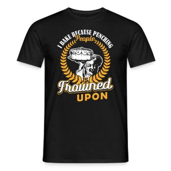 I Bake Because Punching People Frowned Upon Backen - Men's T-Shirt - black - Front - AI Model Male 178 light (178cm)