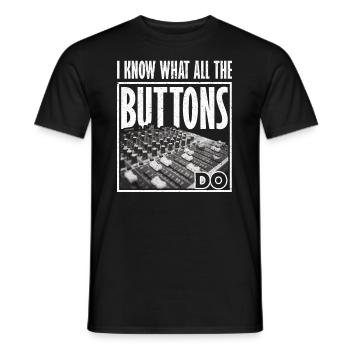 Iknow what all the Buttons do sound engineer - Men's T-Shirt - black - Front - AI Model Male 178 light (178cm)