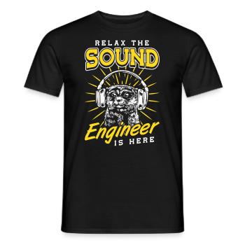 Relax the Sound Engineer is here Tontechniker - Men's T-Shirt - black - Front - AI Model Male 178 light (178cm)