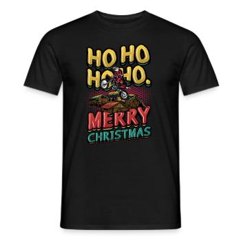 Ho Ho Ho Ho Frohe Weihnachten Santa Riding Dirt - Männer T-Shirt - Schwarz - Vorne - AI Model Male 178 light (178cm)