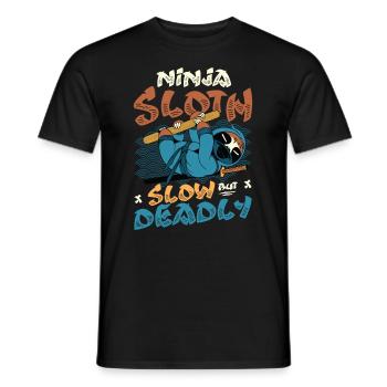 Ninja Sloth slow but deadly - Men's T-Shirt - black - Front - AI Model Male 178 light (178cm)