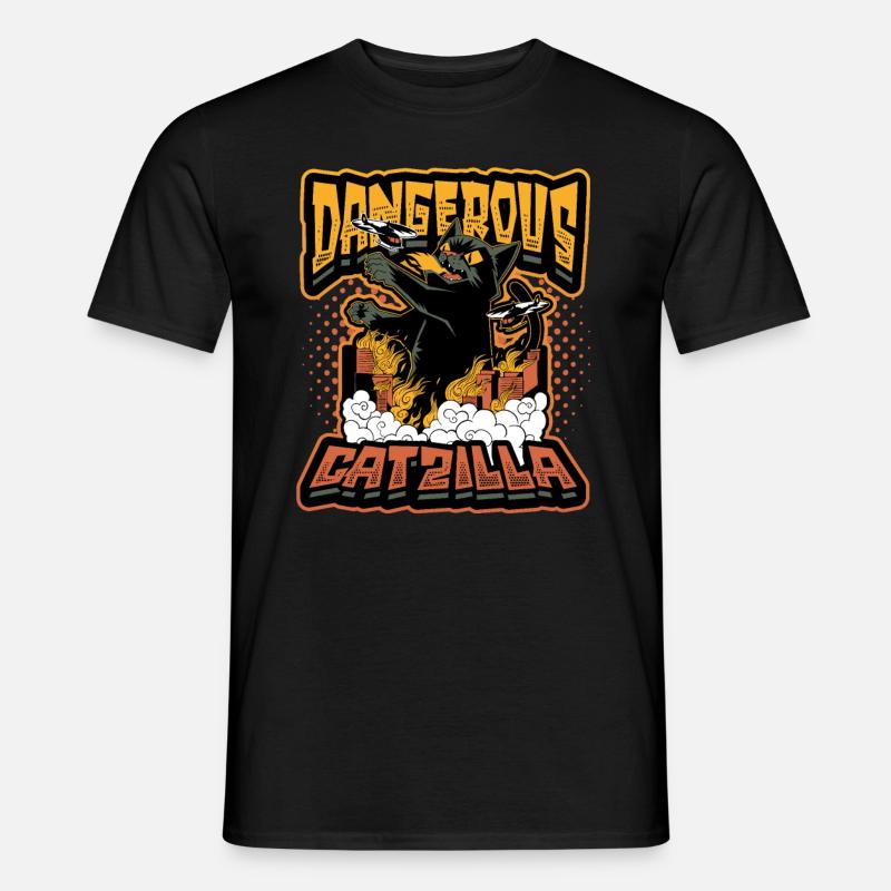 Gefährlicher Catzilla - Männer T-Shirt - Schwarz
