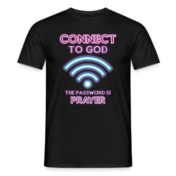 Verbunden Mit Gott, Passwort, Gebet. - Männer T-Shirt - Schwarz - Vorne - AI Model Male 178 light (178cm)