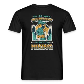 Ruhestandsplan, Wandern, Rentner, Wanderer. - Männer T-Shirt - Schwarz - Vorne - AI Model Male 178 light (178cm)