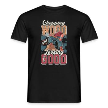Couper du bois et bien paraître menuisier - T-shirt homme - noir - Devant - AI Model Male 178 light (178cm)