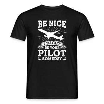 Sois gentil, un jour je serai ton pilote drôle - T-shirt homme - noir - Devant - AI Model Male 178 light (178cm)