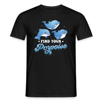 Find Your Porpoise Marine Biologist Dolphin - Men's T-Shirt - black - Front - AI Model Male 178 light (178cm)