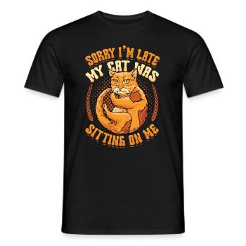 Sorry I'm late - Men's T-Shirt - black - Front - AI Model Male 178 light (178cm)