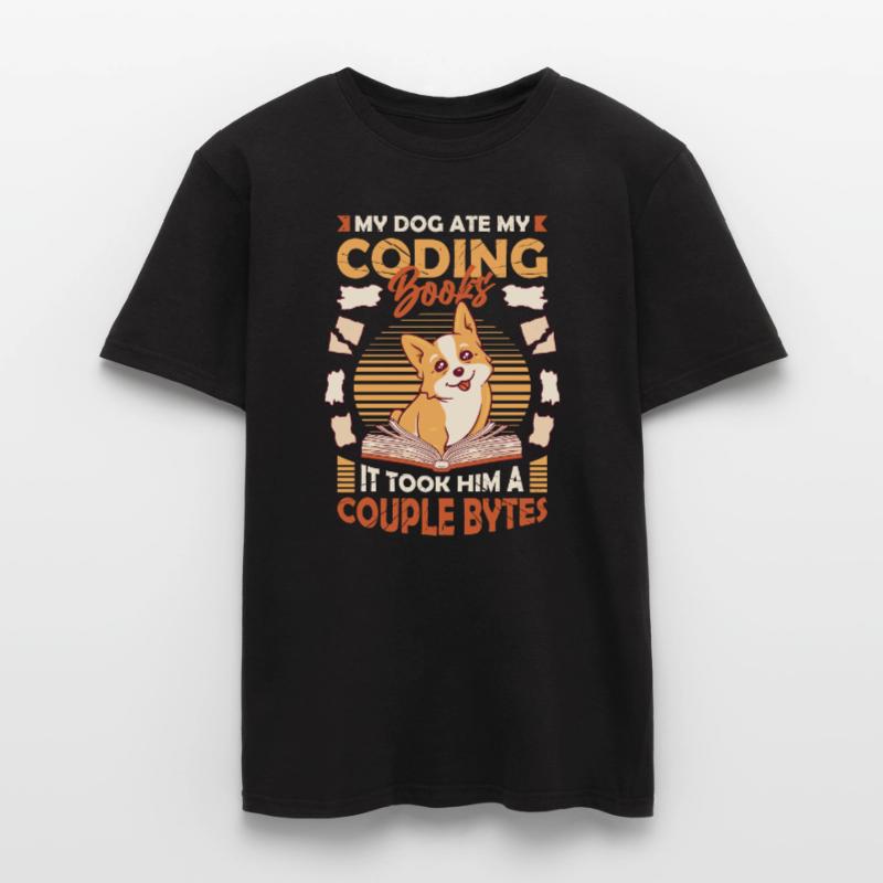 Dog Bytes Code Computer Joke Programming Men’s T-shirt