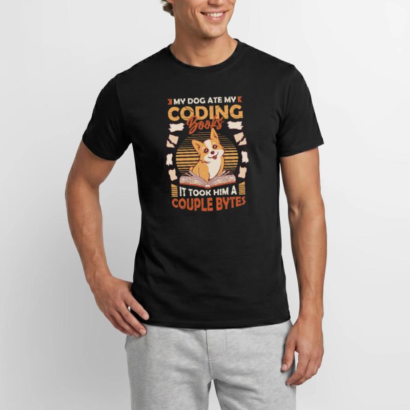 Dog Bytes Code Computer Joke Programming Men’s T-shirt