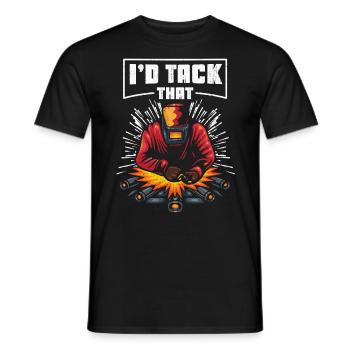 Ich würde diesen lustigen Schweiß-Wortspiel Eisenarbeiter anheften - Männer T-Shirt - Schwarz - Vorne - AI Model Male 178 light (178cm)