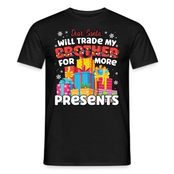 Lieber Weihnachtsmann wird Bruder passende Geschwister tauschen - Männer T-Shirt - Schwarz - Vorne - AI Model Male 178 light (178cm)