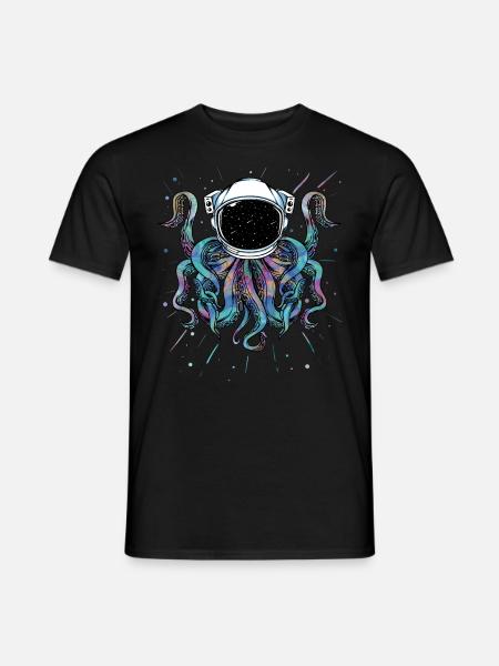 Psychedelischer Oktopus-Weltraum-Kraken kosmisch - Männer T-Shirt - Schwarz
