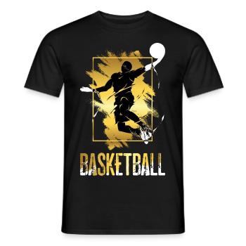 Basketball Basketball Player Dunking Gold Splash - Men's T-Shirt - black - Front - AI Model Male 178 light (178cm)
