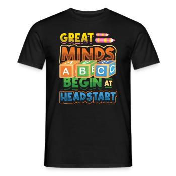 Great minds start with a head start, Abcd Teacher - Men's T-Shirt - black - Front - AI Model Male 178 light (178cm)