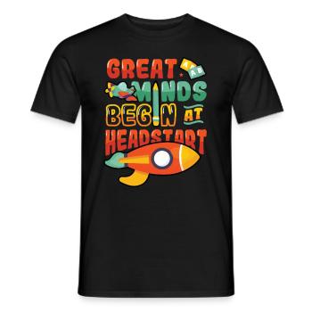 Great minds start with a head start, Abcd Teacher - Men's T-Shirt - black - Front - AI Model Male 178 light (178cm)