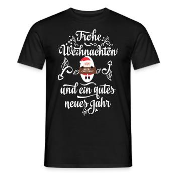 Weihnachtsmann mit Bart und Schriftzug - Männer T-Shirt - Schwarz - Vorne - AI Model Male 178 light (178cm)