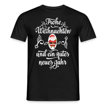 Weihnachtsmann mit weißem Schriftzug Weihnachten - Männer T-Shirt - Schwarz - Vorne - AI Model Male 178 light (178cm)