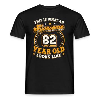 This is what an awestruck 82-year-old looks like. - Men's T-Shirt - black - Front - AI Model Male 178 light (178cm)