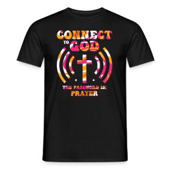 Verbunden Mit Gott, Passwort, Gebet. - Männer T-Shirt - Schwarz - Vorne - AI Model Male 178 light (178cm)