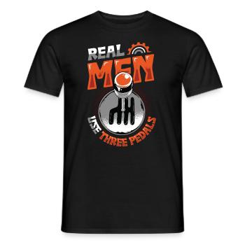 Echte Männer Verwenden Drei Pedale Auto Schalten - Männer T-Shirt - Schwarz - Vorne - AI Model Male 178 light (178cm)