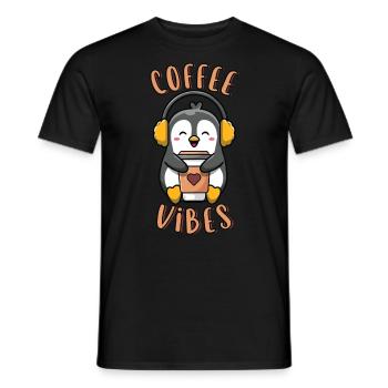 Coffee Vibes Lustiger süßer Pinguin mit Kaffee - Männer T-Shirt - Schwarz - Vorne - AI Model Male 178 light (178cm)