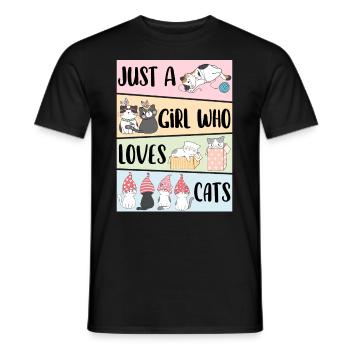 Nur ein Mädchen, das Cats liebt Cute Cat Lover Kawaii - Männer T-Shirt - Schwarz - Vorne - AI Model Male 178 light (178cm)