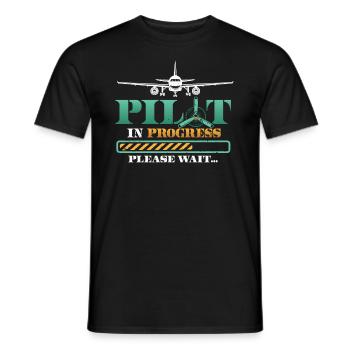 Pilot in progress, please wait, aircraft training - Men's T-Shirt - black - Front - AI Model Male 178 light (178cm)