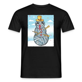 Garn Schneemann Nähen Stricken Häkeln - Männer T-Shirt - Schwarz - Vorne - AI Model Male 178 light (178cm)